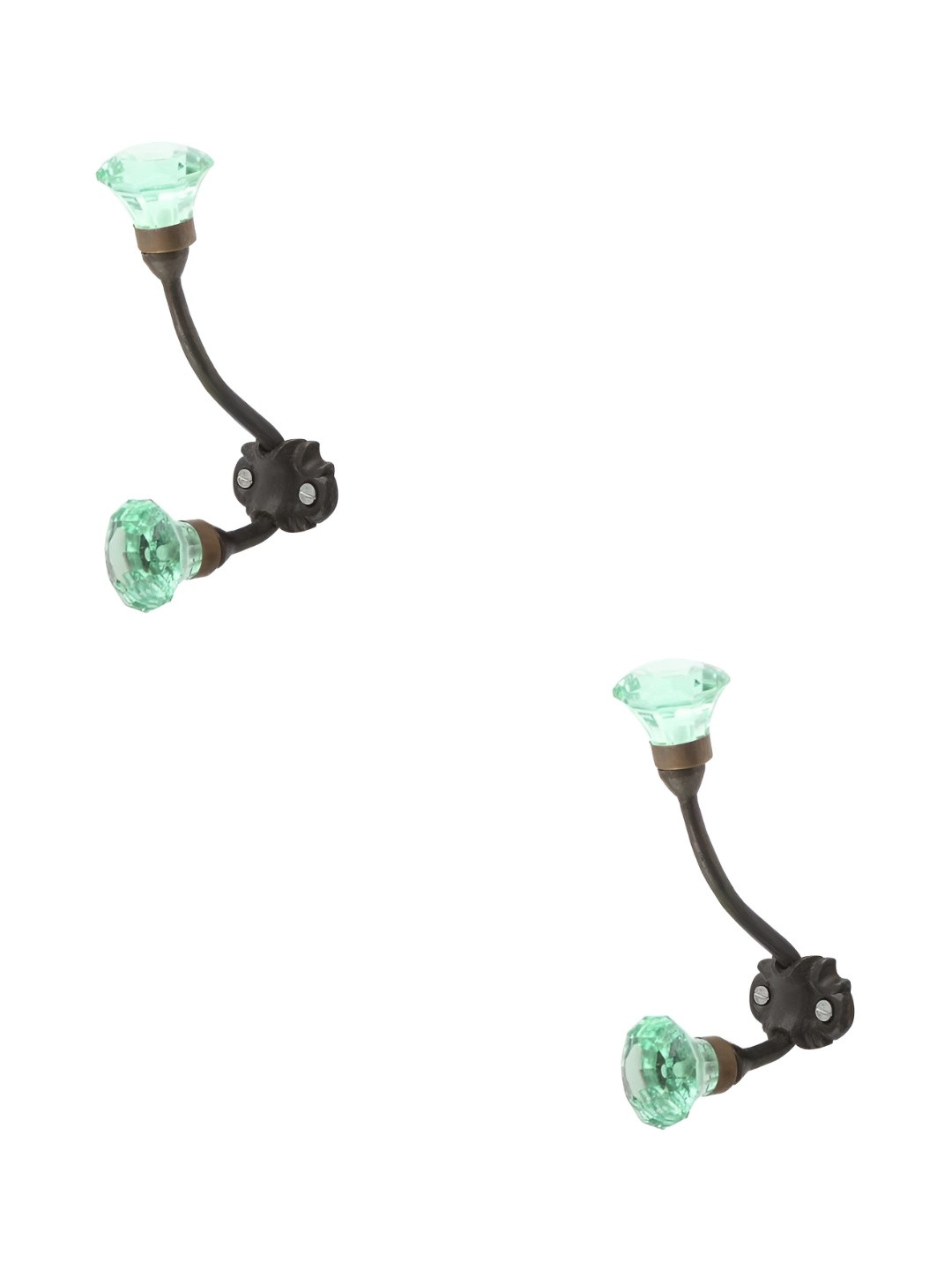 

IndianShelf Green and Bronze 2 Pieces Glass Diamond Wall Hooks