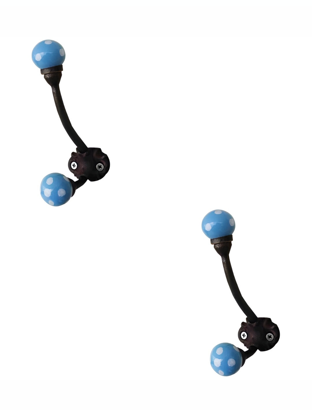 

IndianShelf Turquoise Blue 2 Pieces Ceramic Dot Wall Hooks
