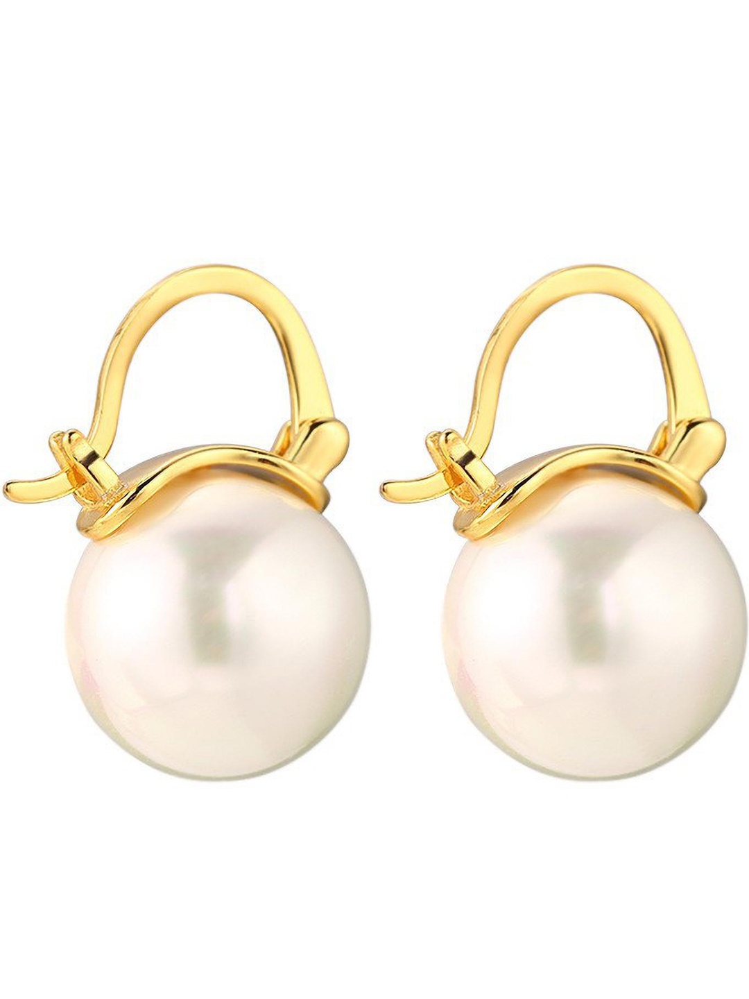 

DESTINY JEWELS Gold-Plated Geometric Pearl Drop Earrings