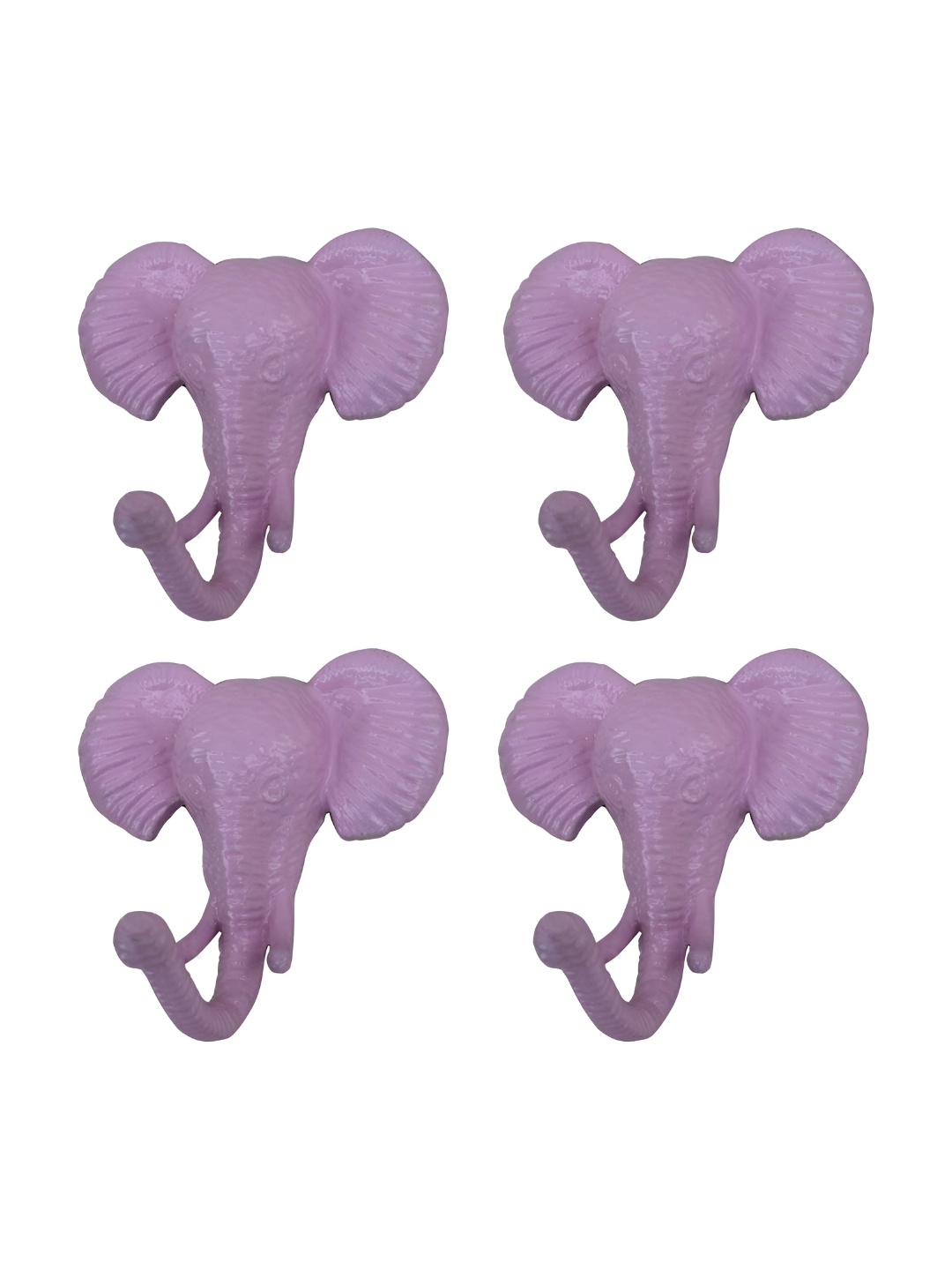 

IndianShelf Pink 4 Pieces Elephant Textured Ceramic Wall Hooks