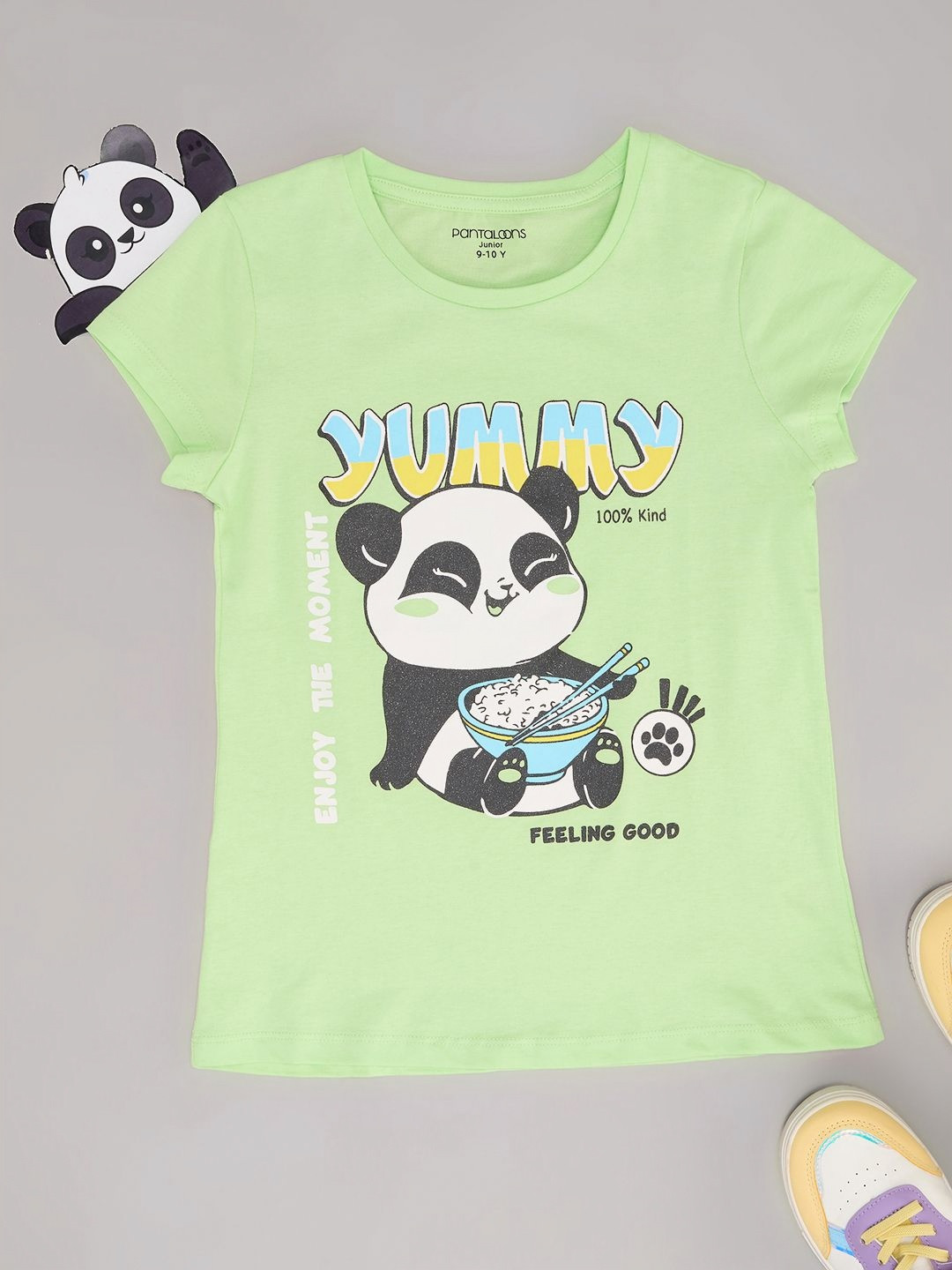 

Pantaloons Junior Girls Graphic Printed Round Neck Cotton T-shirt, Green