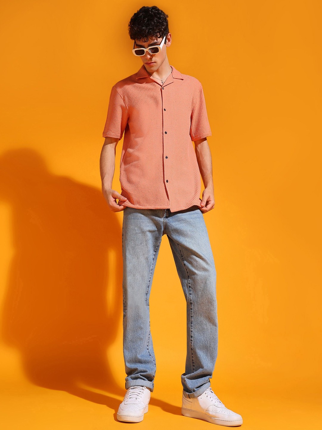 

INDICLUB Men Opaque Casual Shirt, Peach