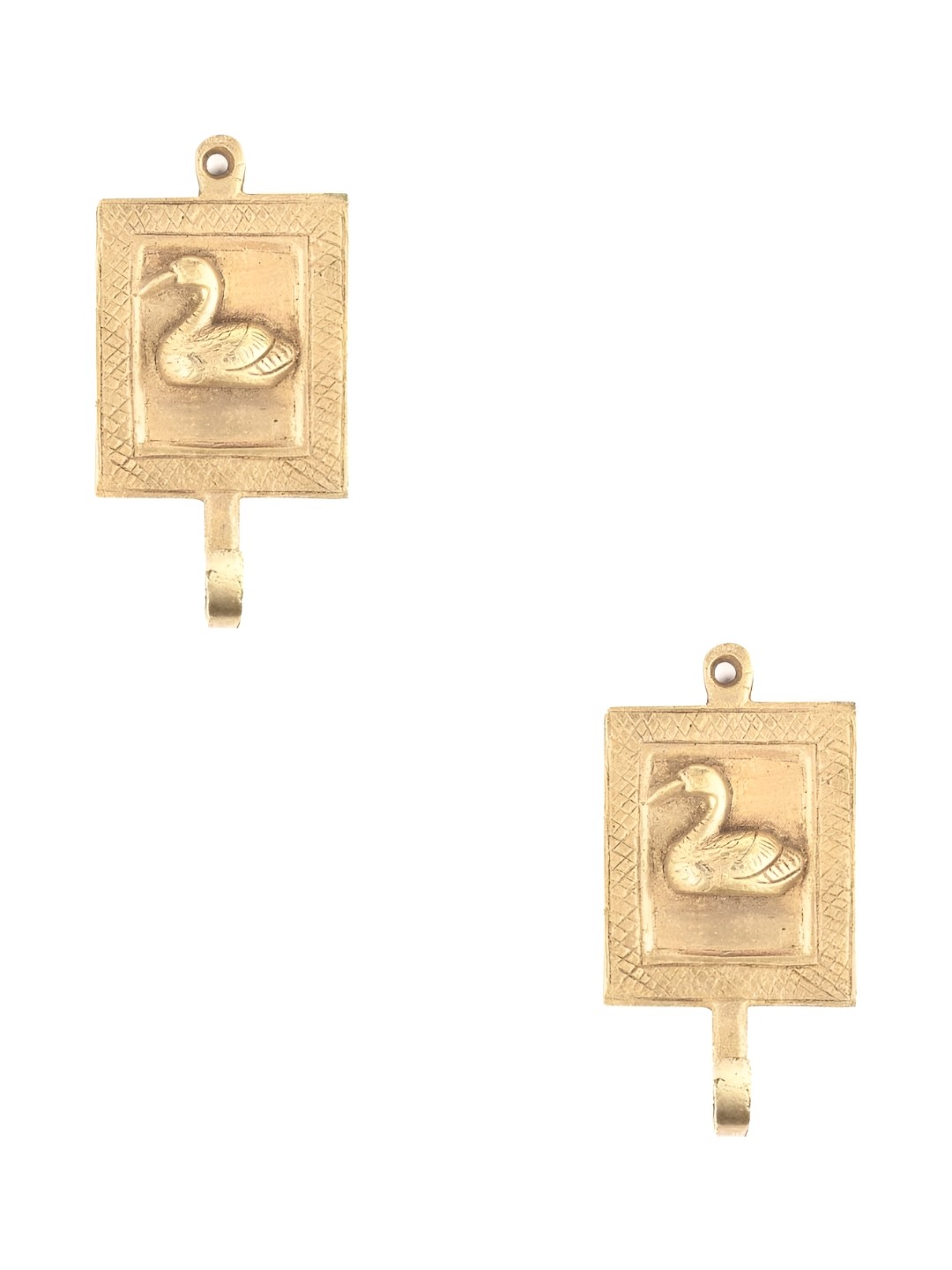 

IndianShelf Gold-Toned 2 Pieces Brass Duck Key Hooks Cloth Hanger for Wall