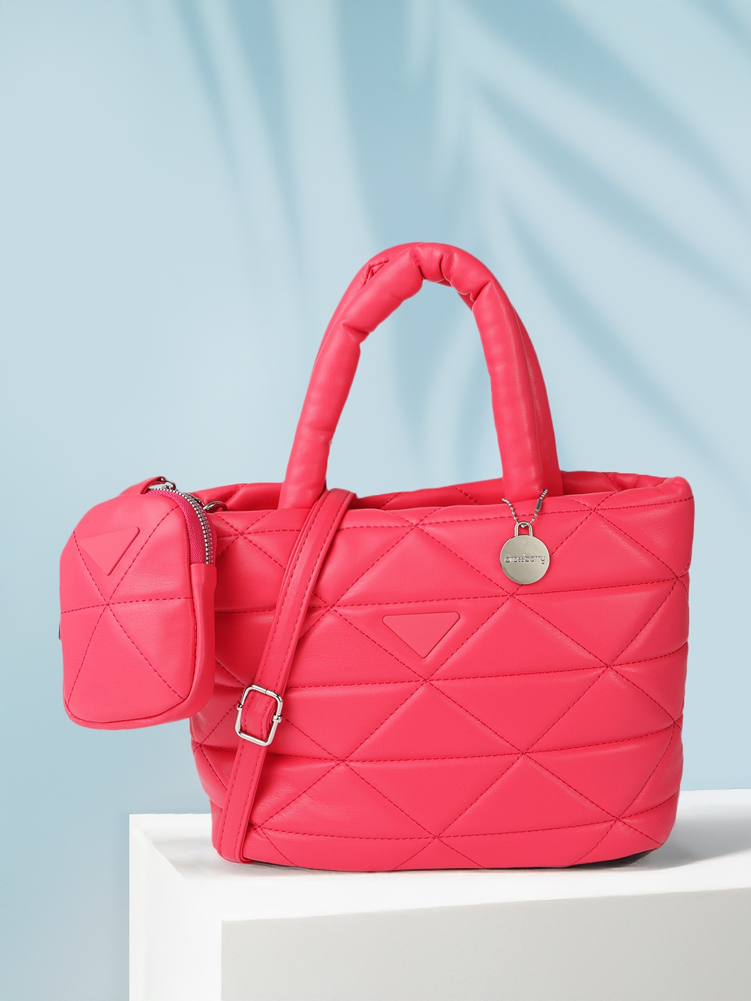 

DressBerry Structured Quilted Handheld Bag with Pouch, Rose