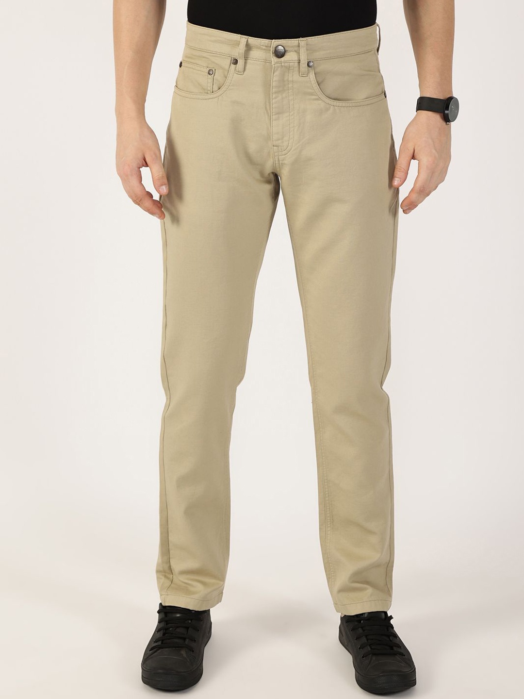

Thomas Scott Men Cotton Smart Chinos Trousers, Beige