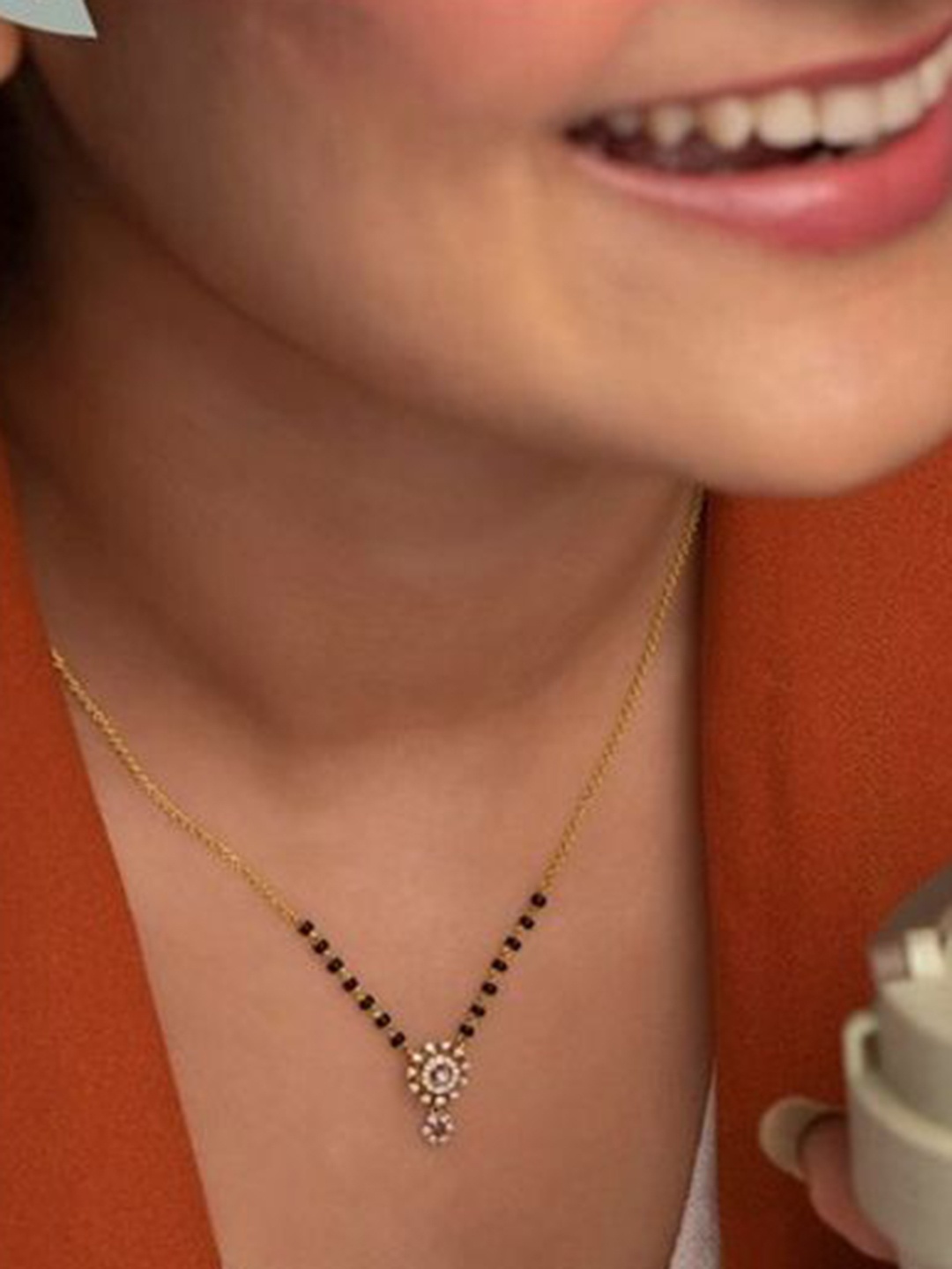 

Wynona Set Of 2 Gold Plated American Diamond Studded Mangalsutra
