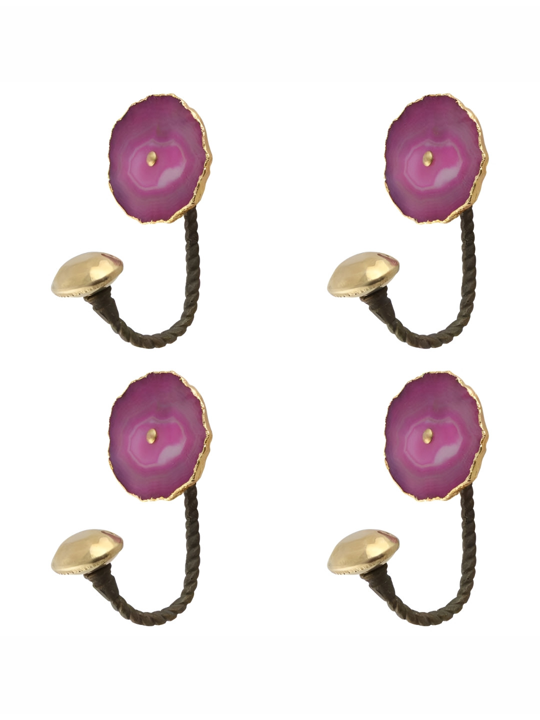 

IndianShelf Pink & Gold-Toned 4 Piece Stone Modern Wall Hangers Key Hooks