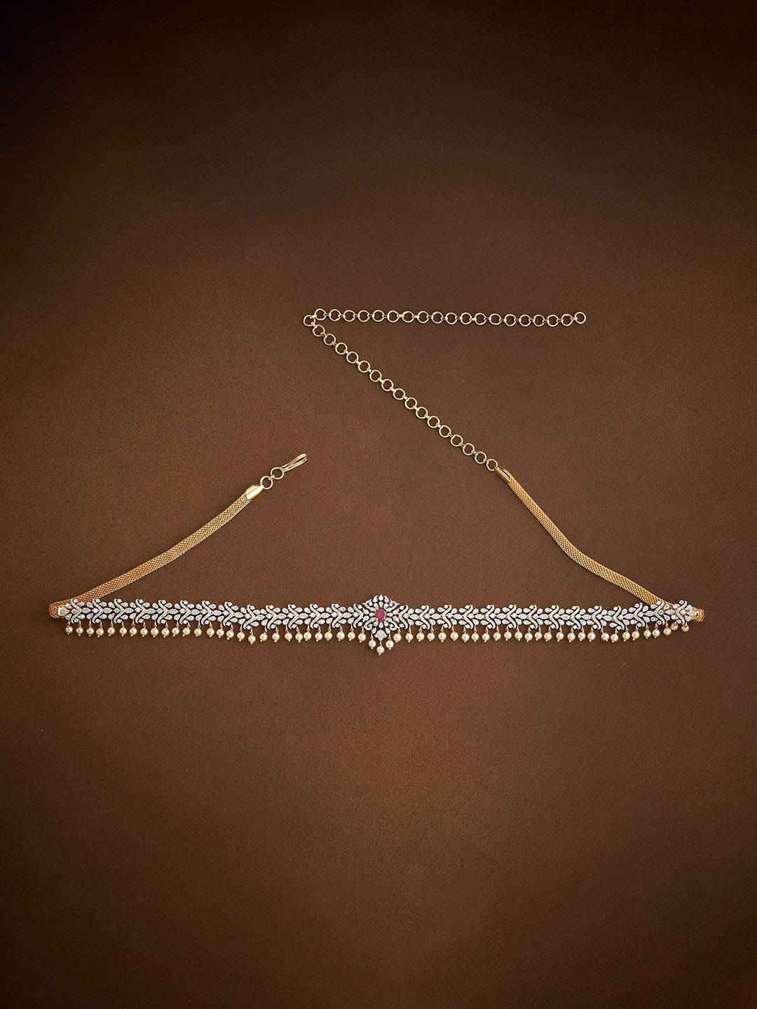 

Kushal's Fashion Jewellery Artificial Stones Studded Waist Chain Saree Accessories, Gold