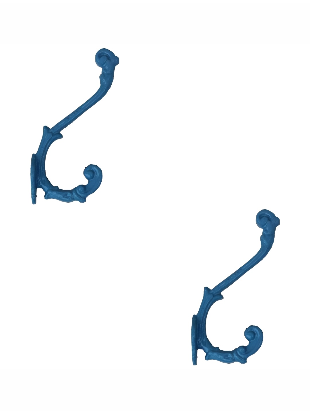 

IndianShelf Blue 2 Pieces Metal Engraved Key Holder Hangers for Clothes Wall Hooks