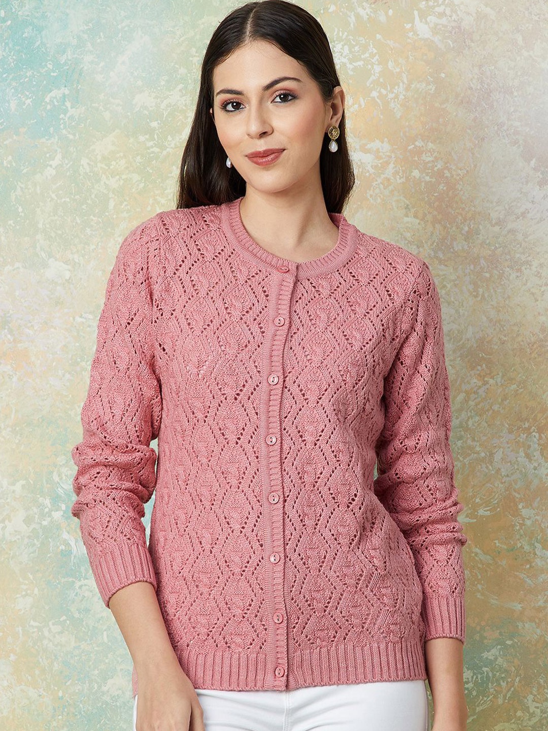 

Melange by Lifestyle Women Long Sleeves Cardigan, Pink