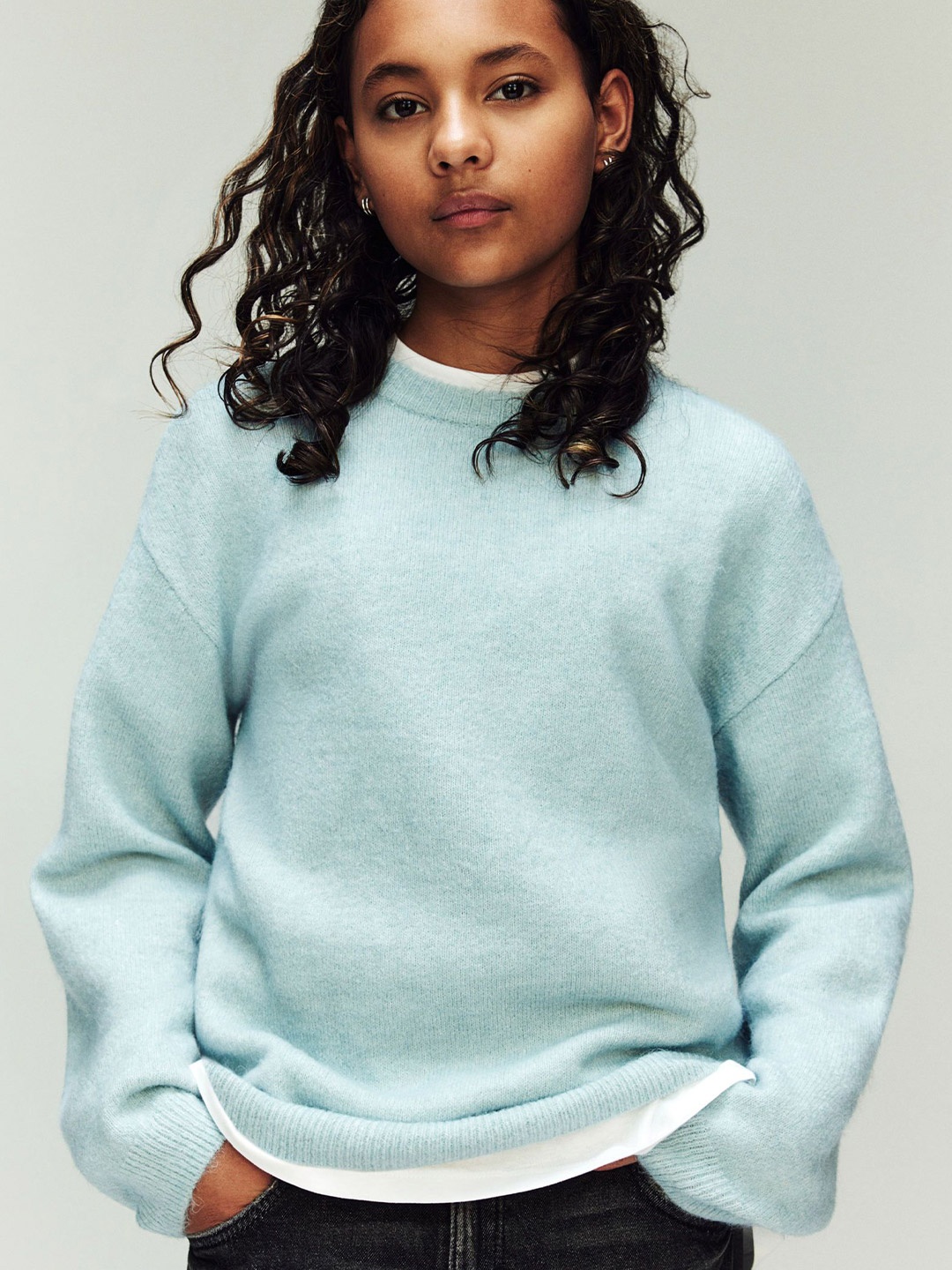 

H&M Girls Loose Fit Jumper, Turquoise blue