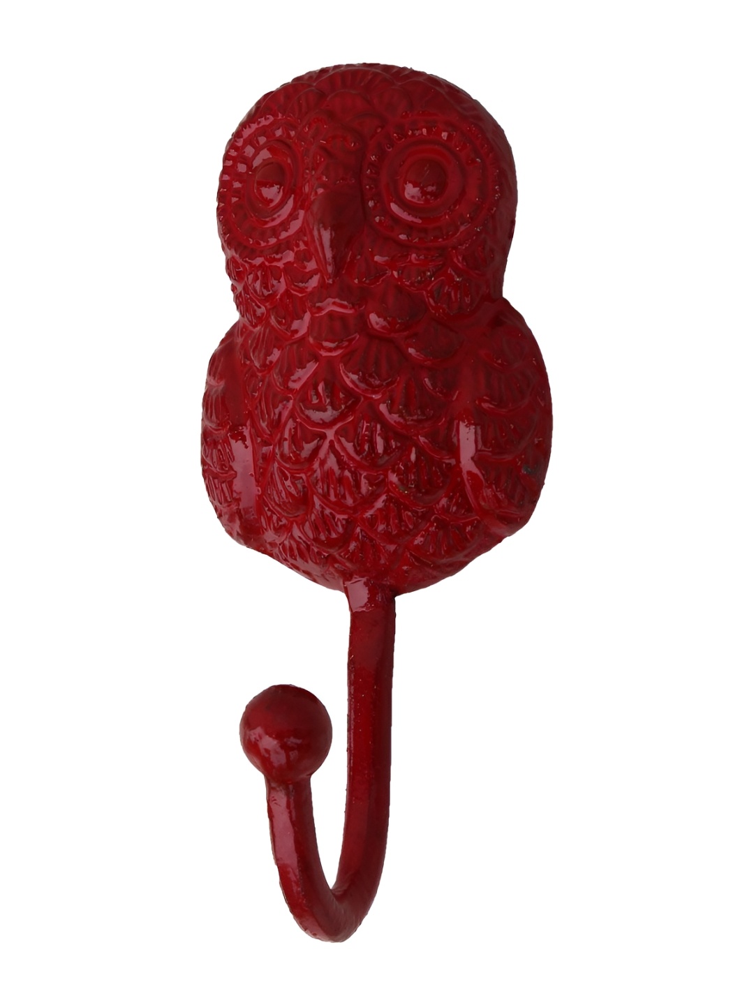 

IndianShelf Red Owl Textured Iron Wall Hook