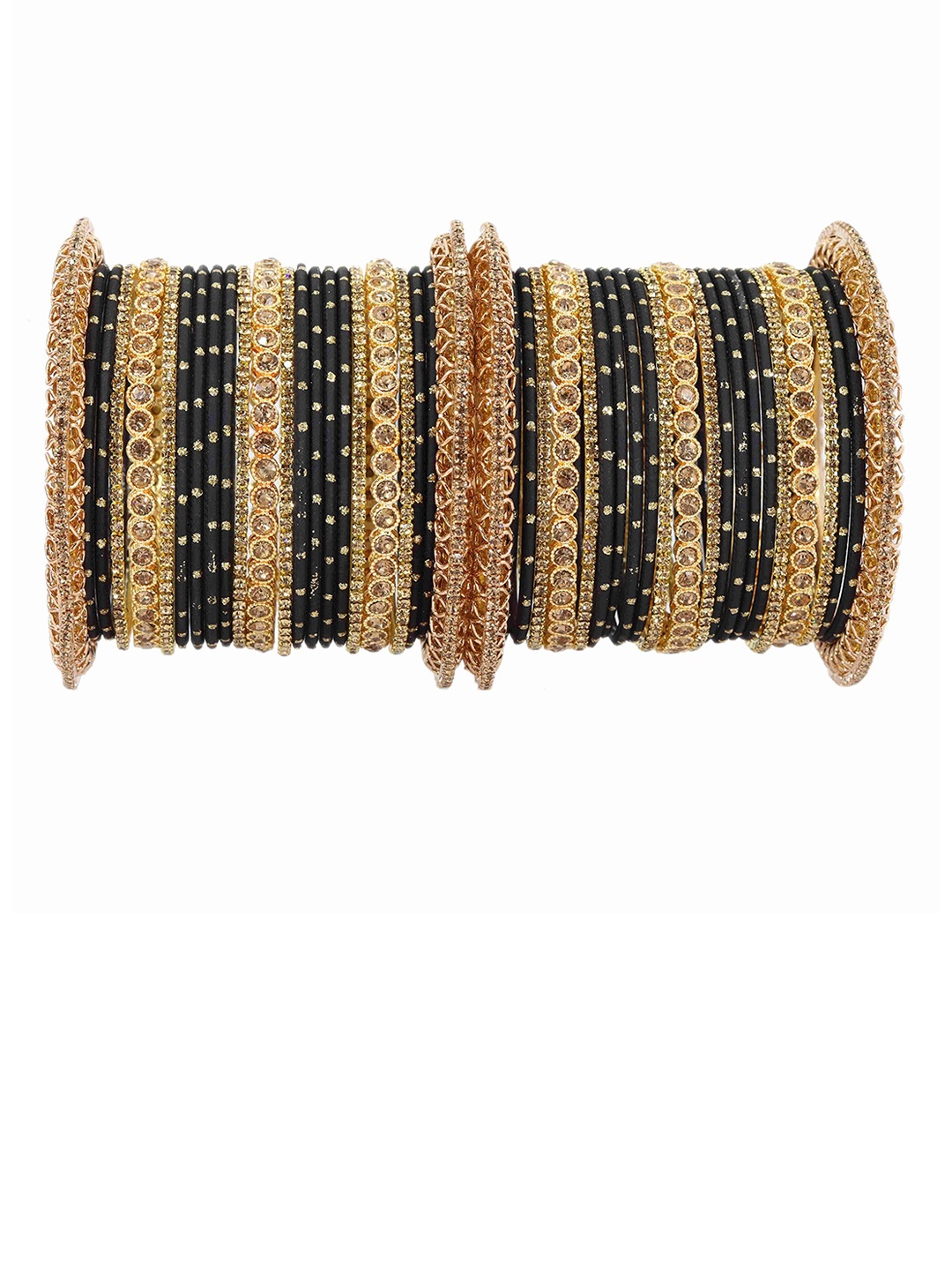 

ZULKA Set Of 46 Zircon Gemstone Studded Bangles, Gold