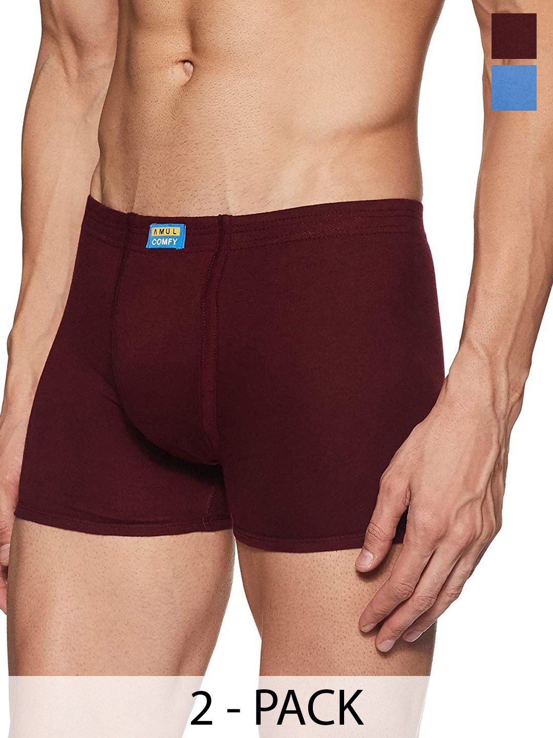 

AMUL COMFY Men Pack Of 2 Breathability TrunksComfy-Plain-Trunk-IE-4-95, Blue