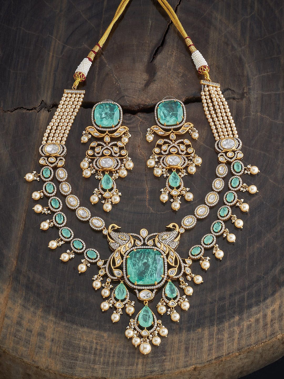 

Kushal's Fashion Jewellery Kundan Studded & Beaded Jewellery Set, Gold
