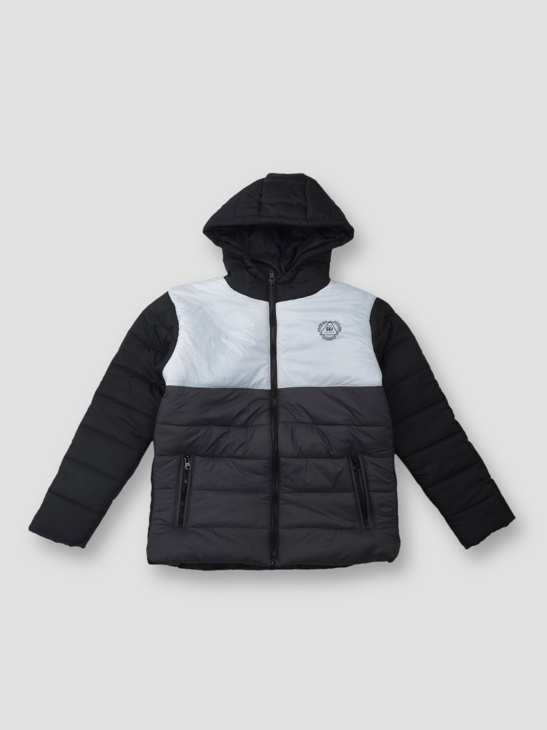 

Gini and Jony Boys Hooded Colourblocked Casual Puffer Jacket, Black