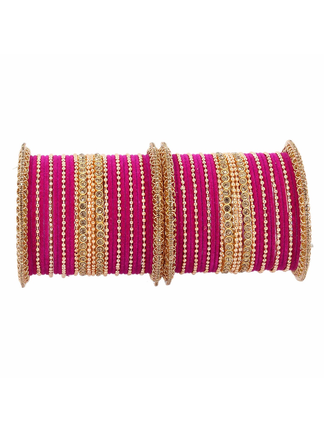 

Set of 60 Non-Precious Metal Base and Studded with Zircon Gemstone or Rosegold Ballchain, Magenta