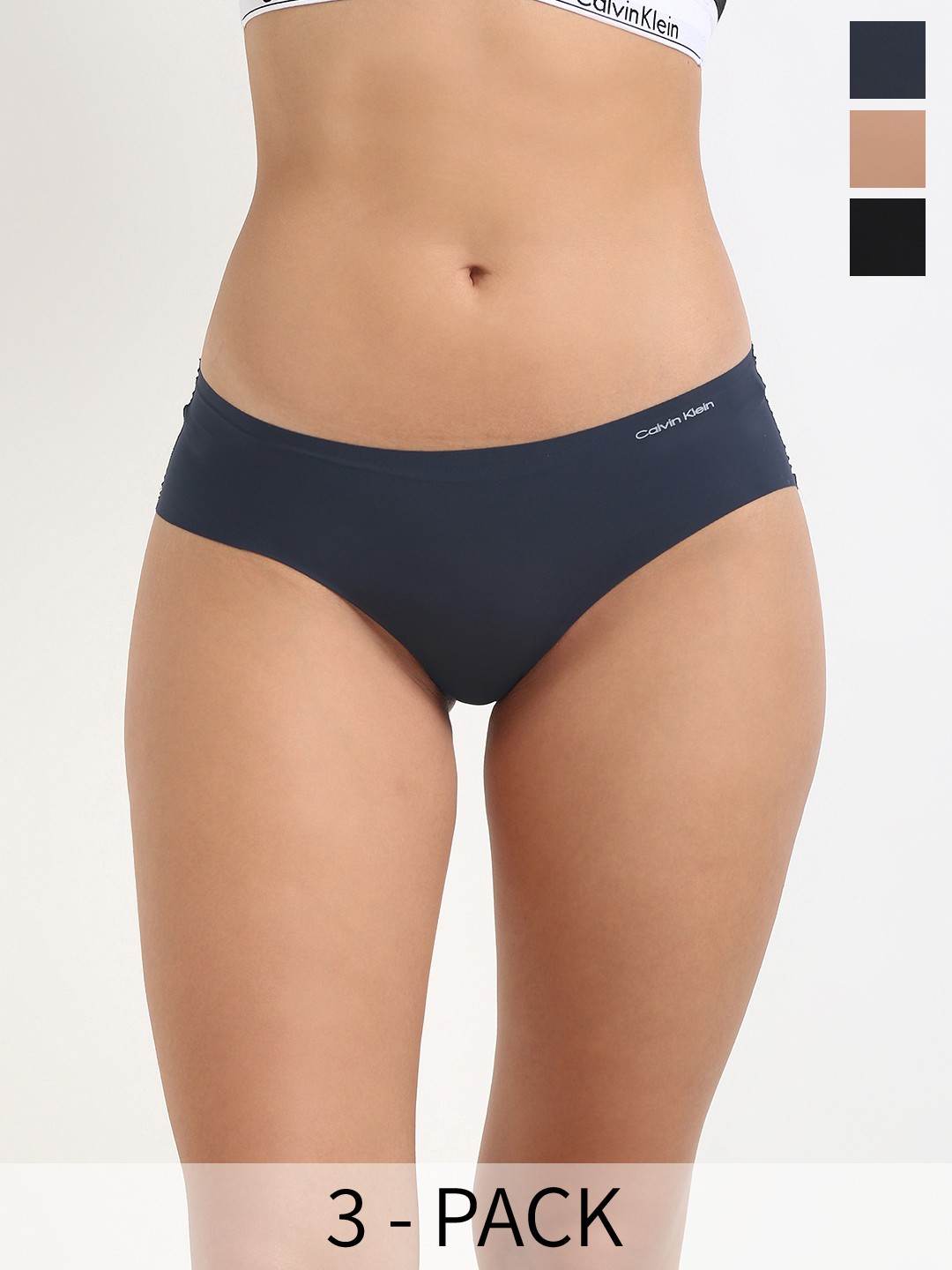 

Calvin Klein Underwear Pack Of 3 Mid Rise Hipster Briefs QD3559924, Black
