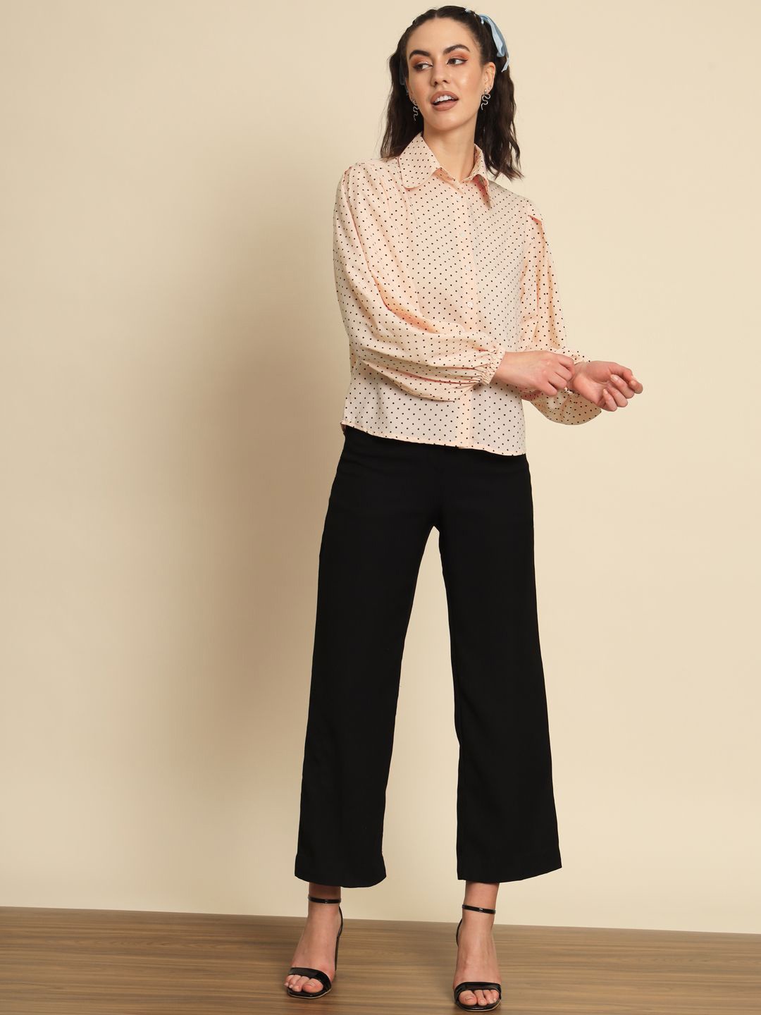 

BAESD Women Classic Spread Collar Polka Dots Printed Casual Shirt, Orange