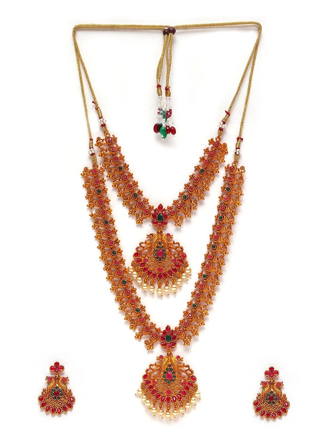 

Stefan Gold-Plated Stones Studded & Beaded Jewellery Set