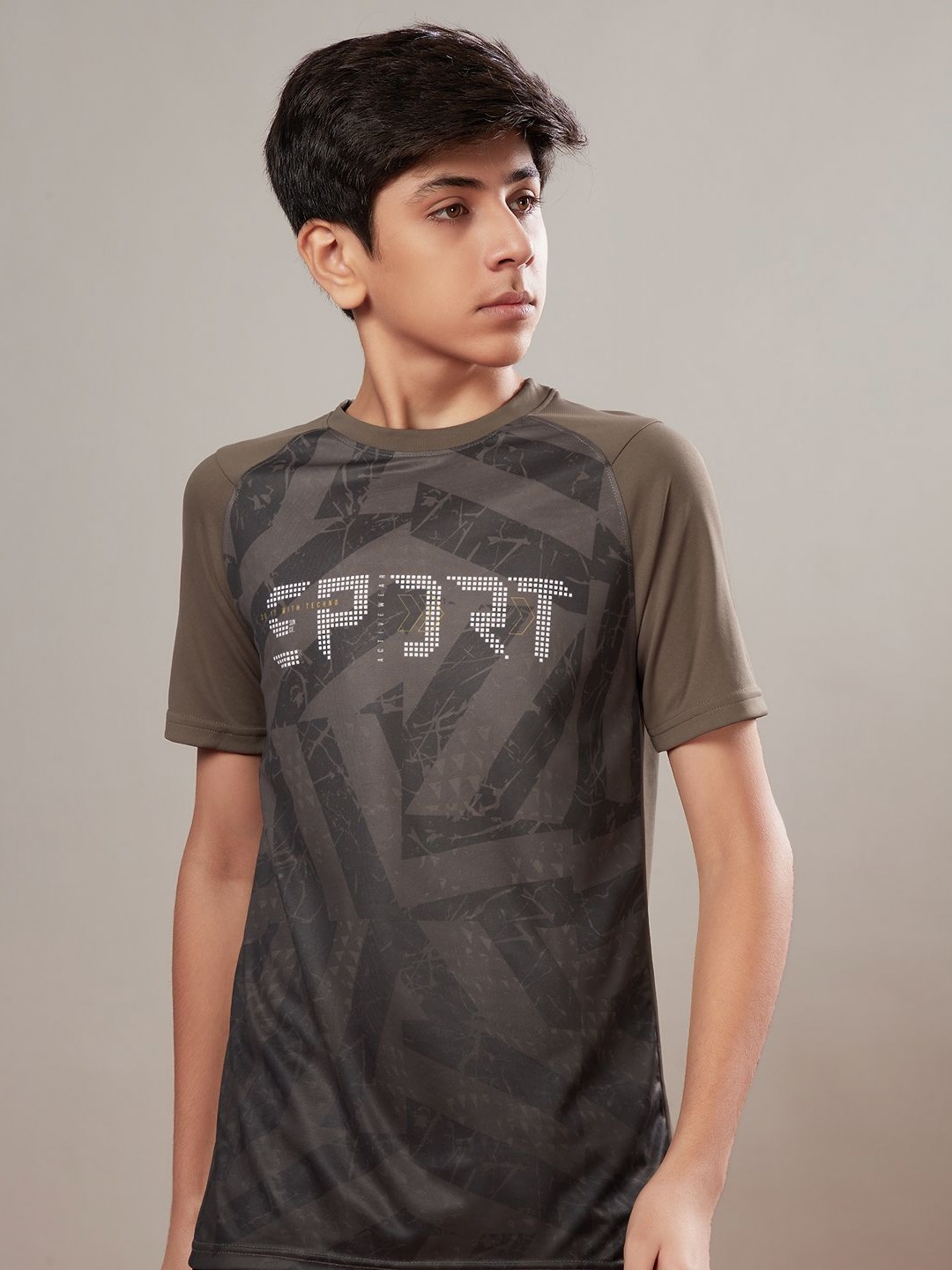 

Technosport Boys aw'24 UPF50 Graphic Printed Casual T-shirt, Brown