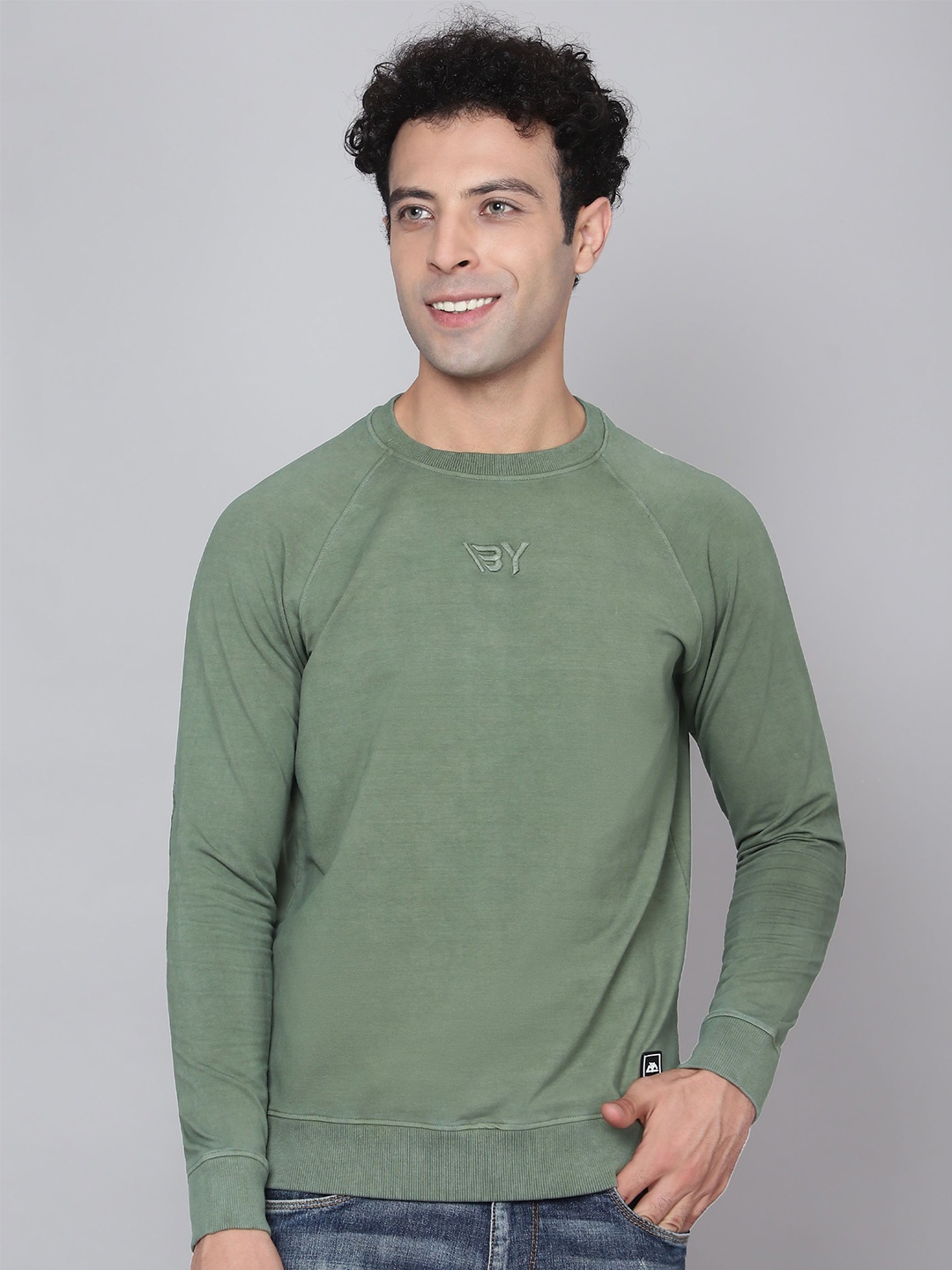 

Beyoung Men Round Neck Sweatshirt, Green