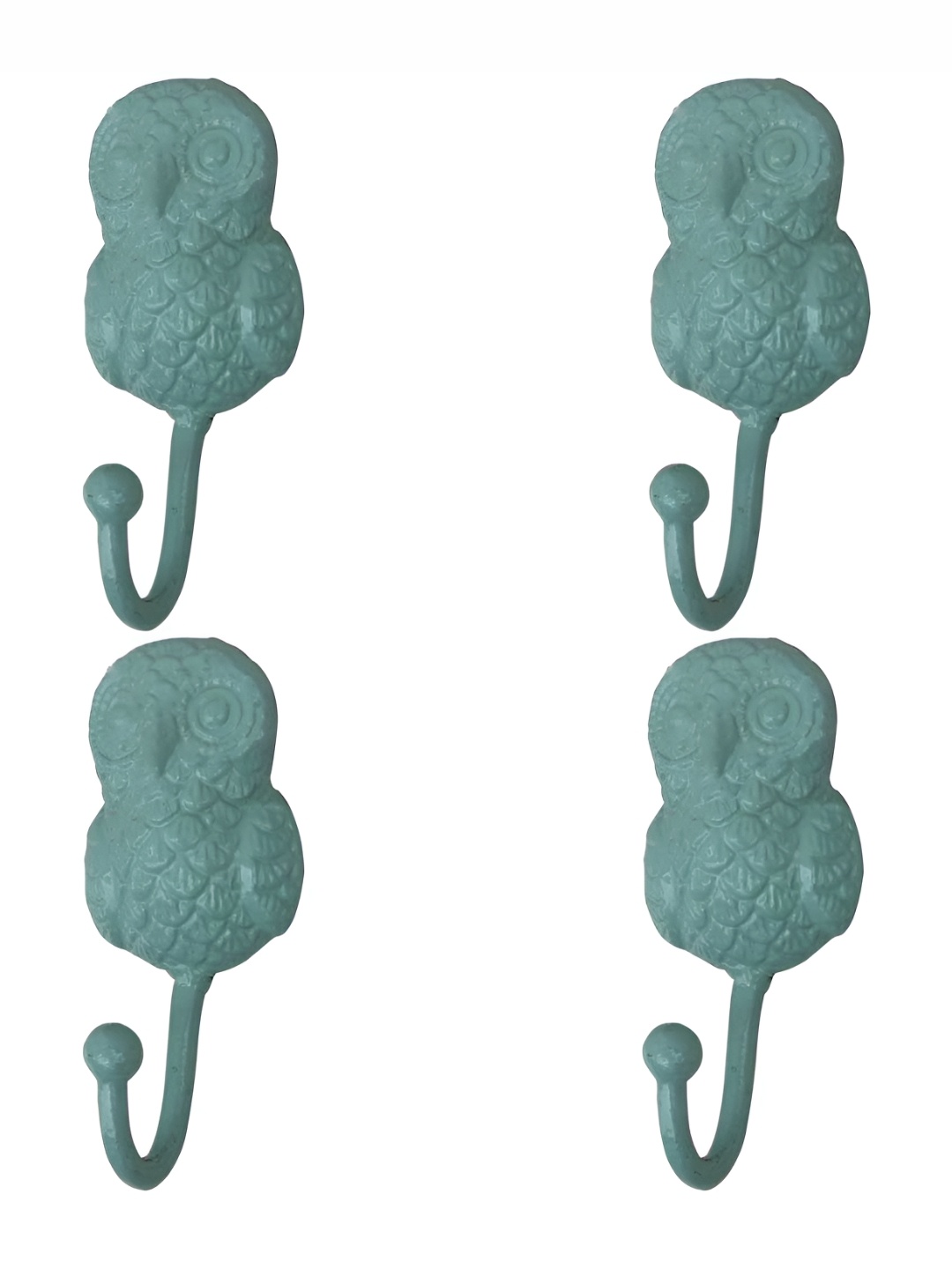 

IndianShelf Green 4 Pieces Textured Iron Owl Shaped Wall Hooks