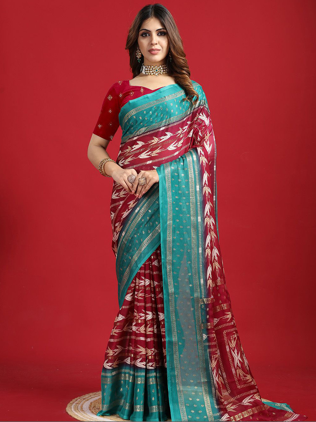 

A.V.M Prints Woven Design Saree, Maroon