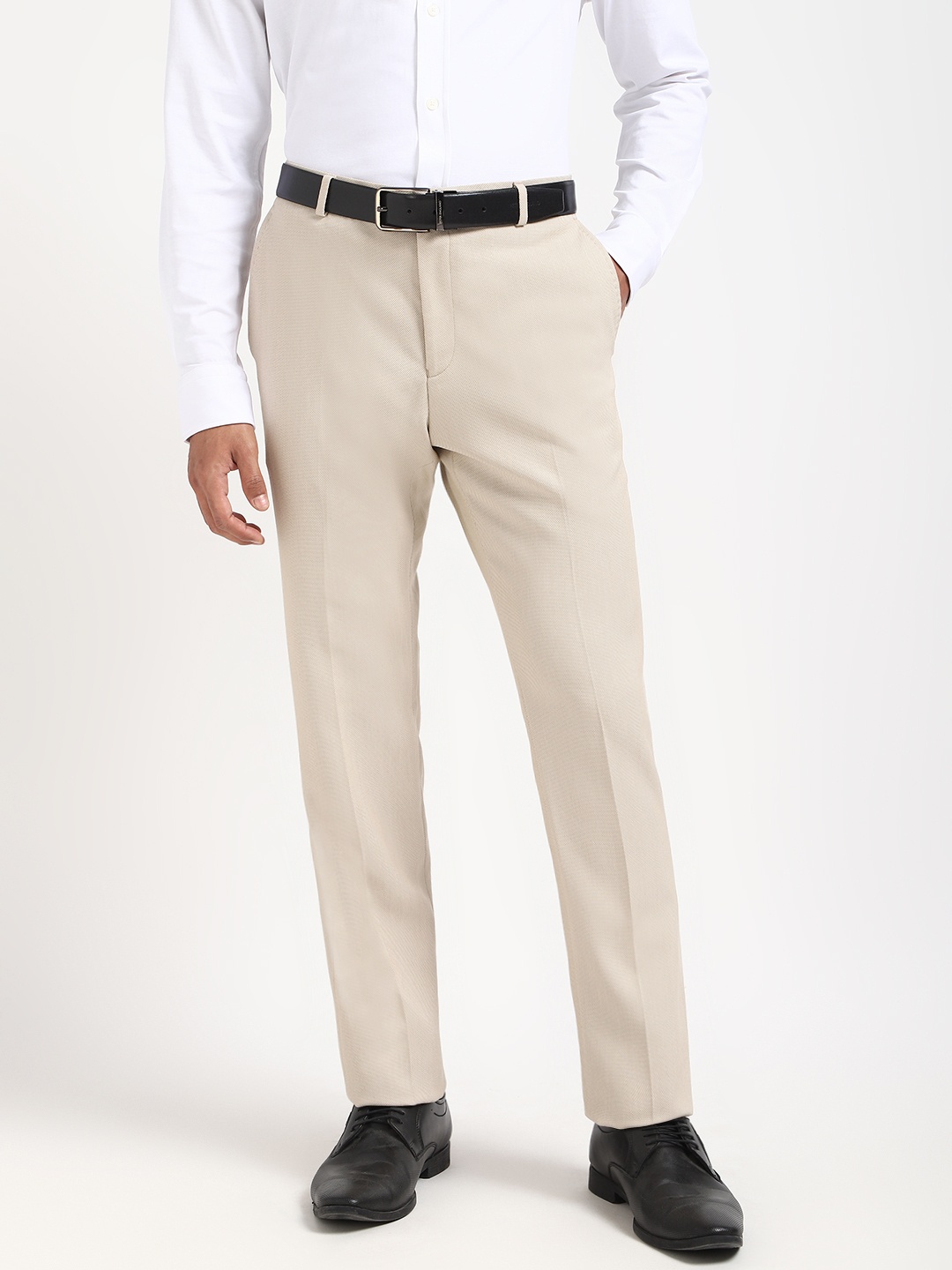 

Tommy Hilfiger Men Mid-Rise Regular Fit Formal Trouser, Beige
