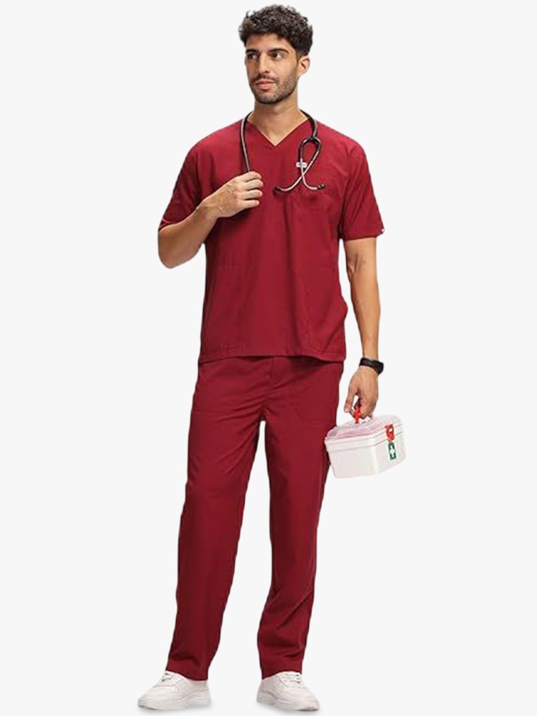 

KNYA Classic Men Short Sleeves Active Scrub Suits, Maroon