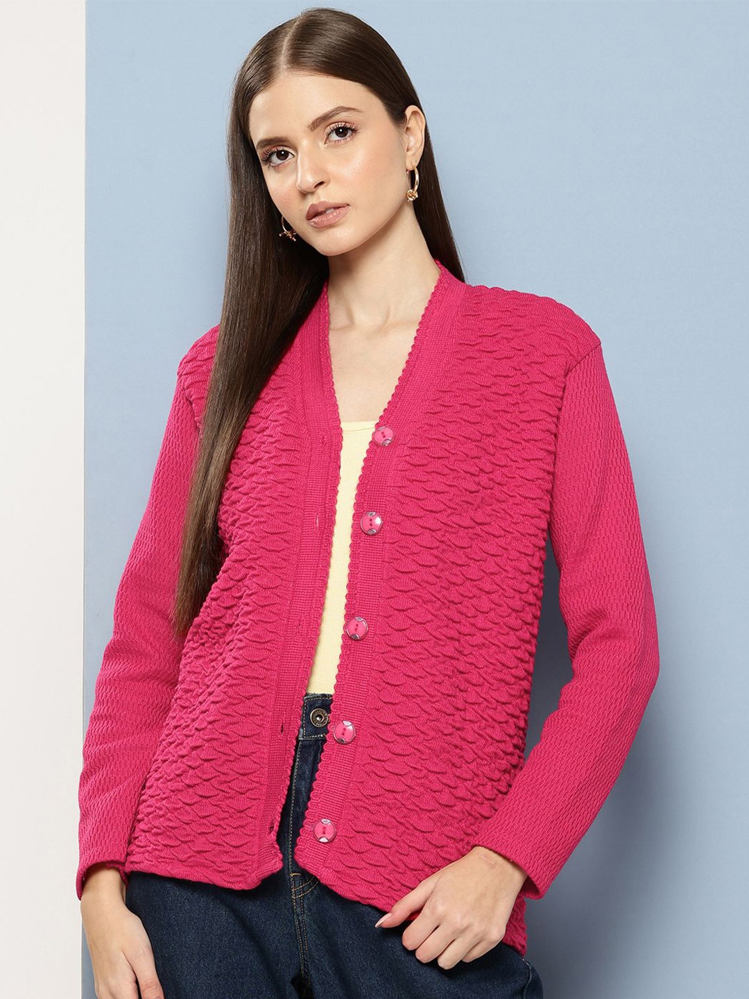 

BAESD Women Woollen Cardigan, Pink