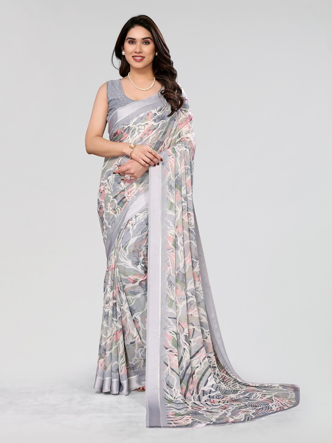 

Civamee Floral Printed Saree, Grey