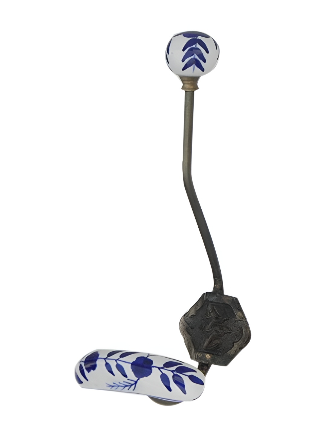 

IndianShelf Blue and White Iron Floral Printed Wall Hook