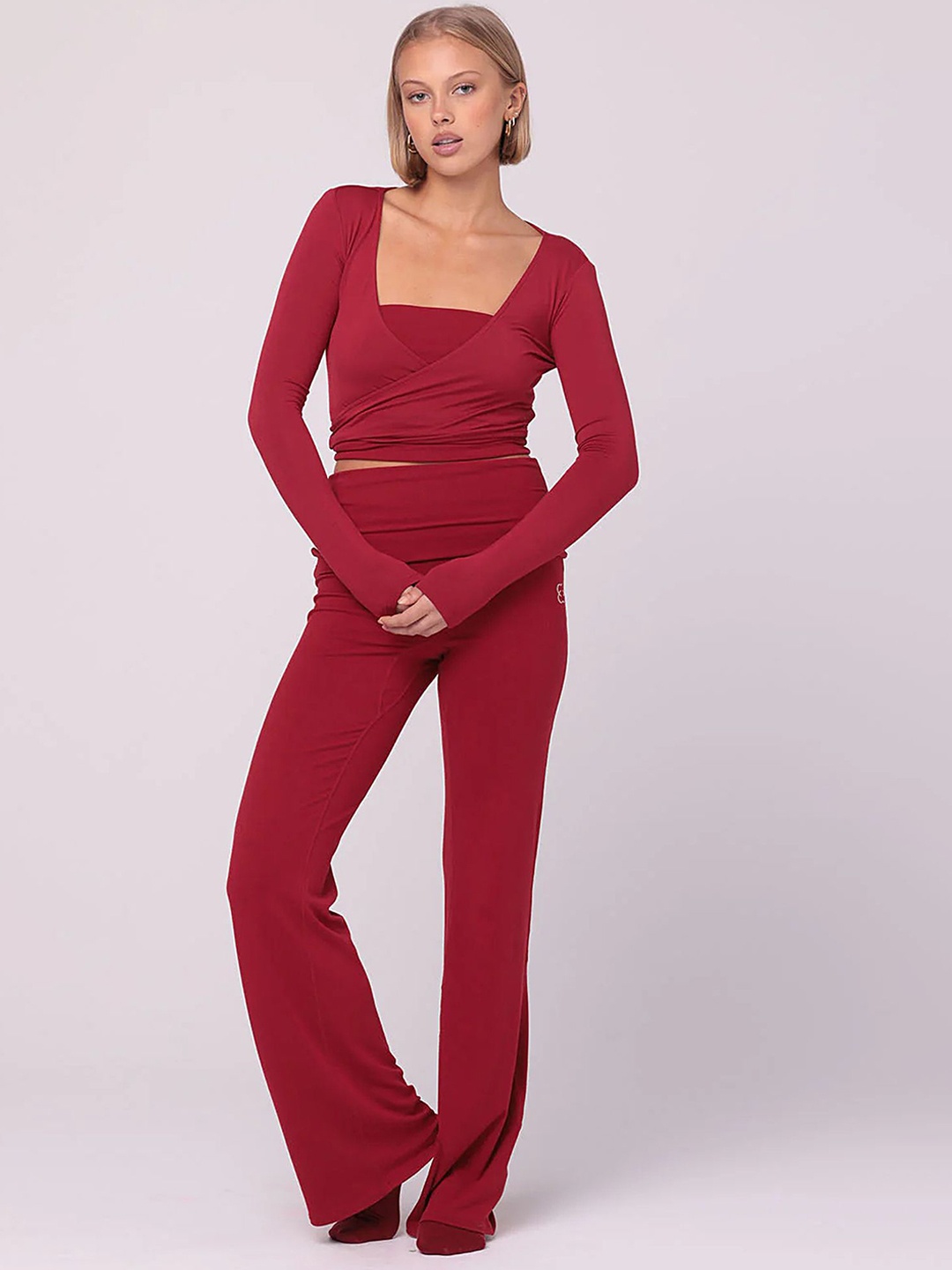 

LULU & SKY V-Neck Top & Trousers, Red