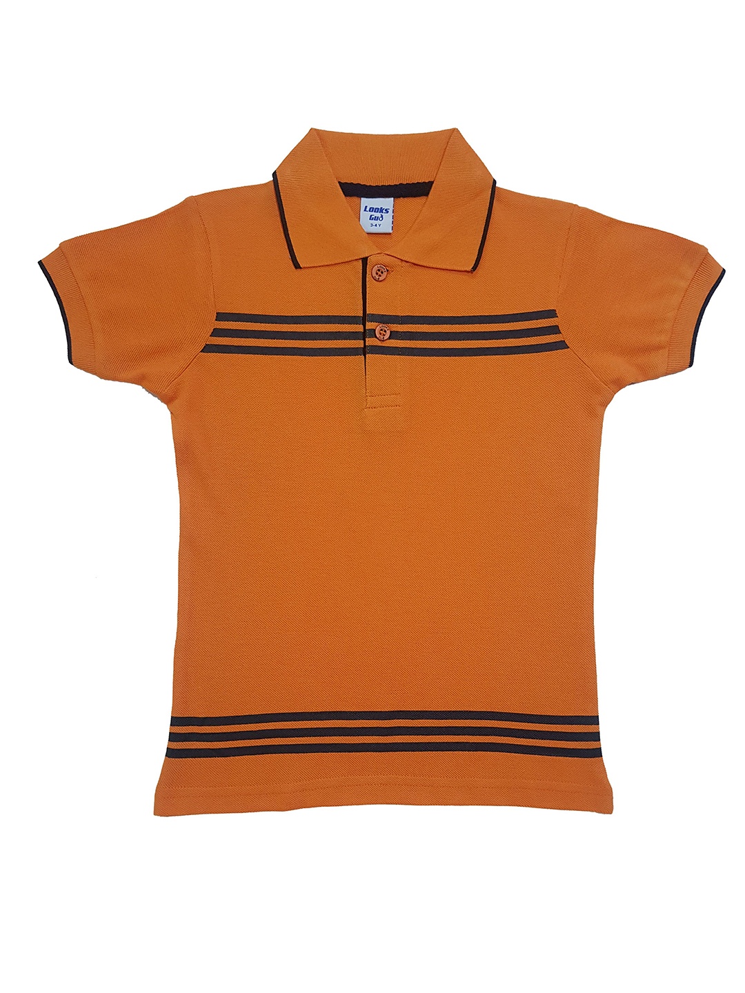 

Clothe Funn Boys Striped Polo Collar Cotton T-shirt, Orange