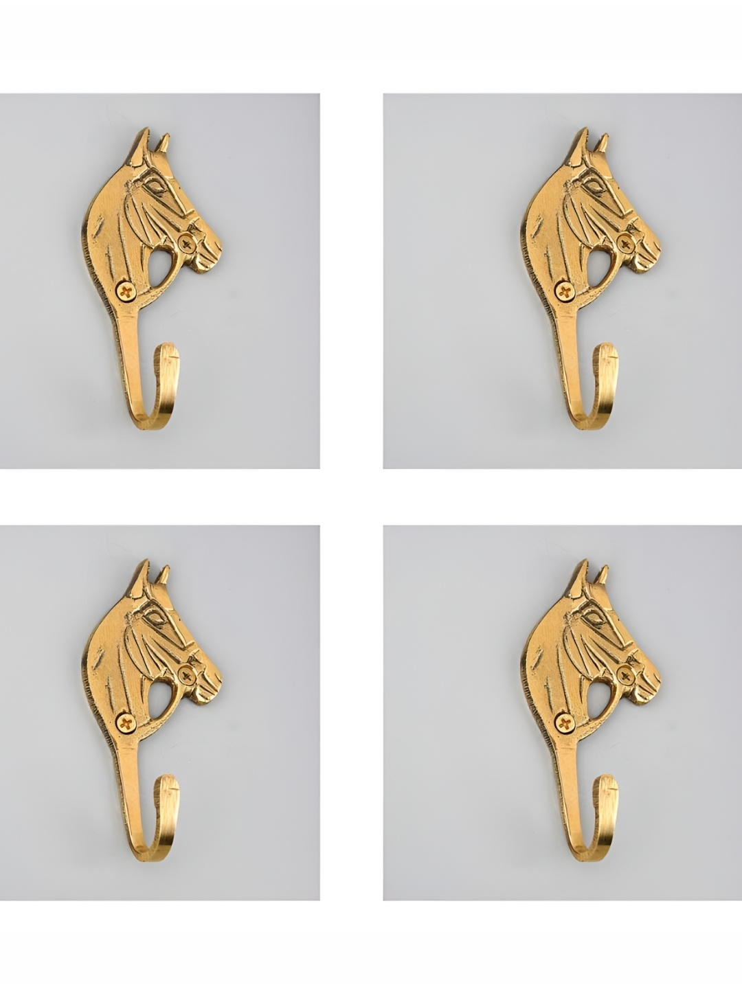 

IndianShelf Gold-Toned 4 Pieces Brass Horse Wall Hooks