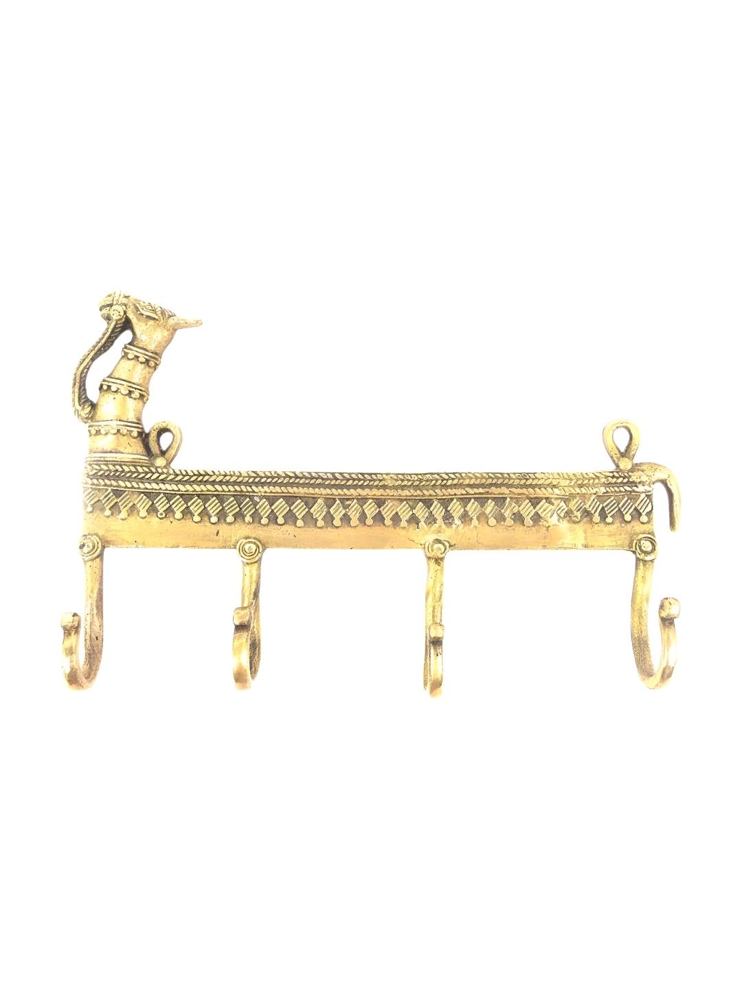 

IndianShelf Gold-Toned Brass Camel Head Key Hooks Cloth Hanger For Wall