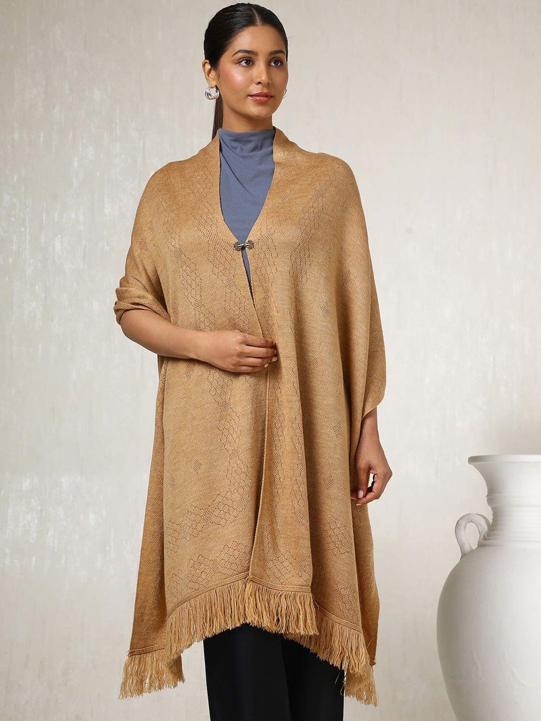 

Soch Women Ethnic Motifs Woven Design Acrylic Shawl, Brown
