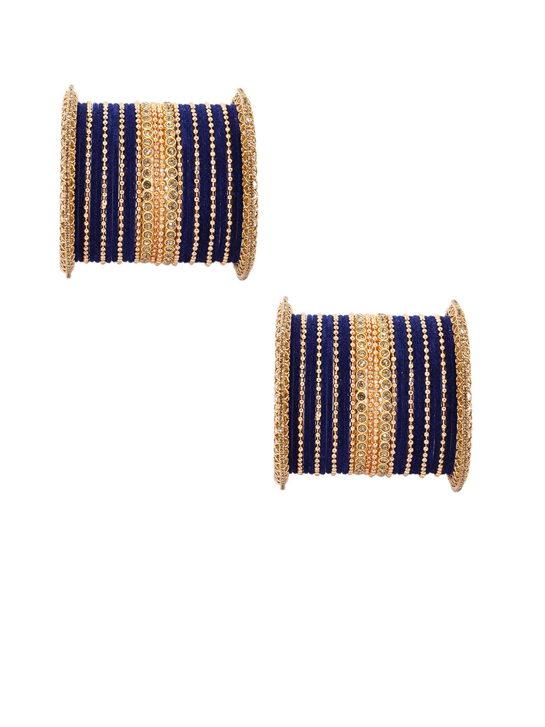 

ZULKA Set Of 60 Metal Zircon Gemstone Studded Traditional Bangle, Gold