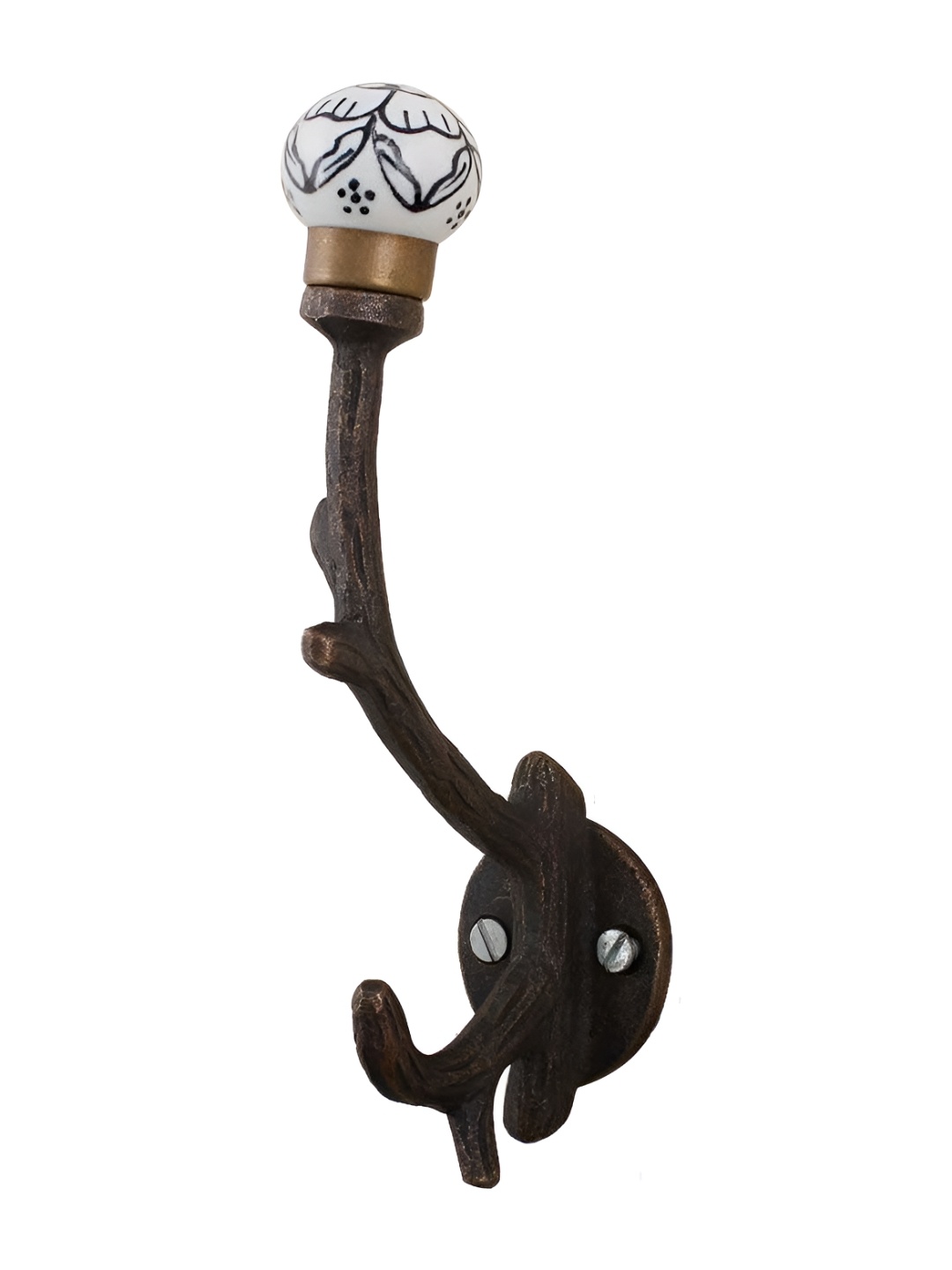 

IndianShelf Black & White Floral Printed Ceramic Wall Hooks