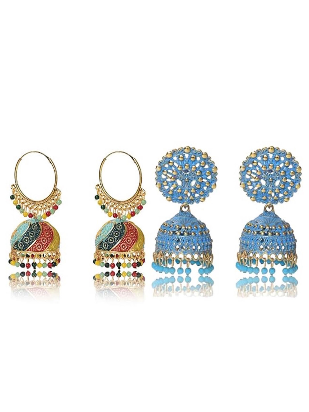 

Nilu's Collection Pack Of 4 Contemporary Jhumkas, Gold