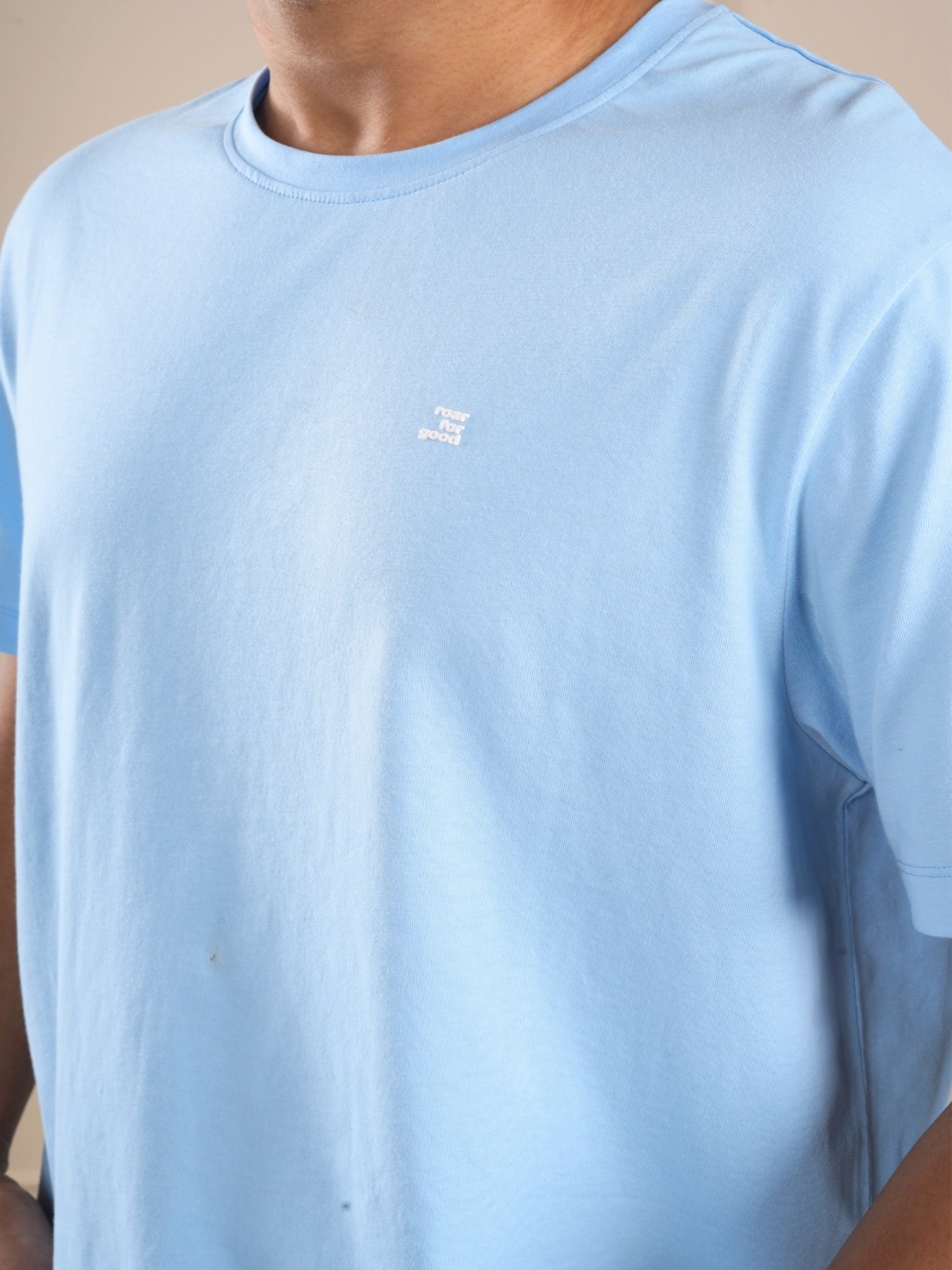 

ROAR FOR GOOD Men organic- ss-25 Solid Regular Fit Cotton Casual T-shirt, Blue