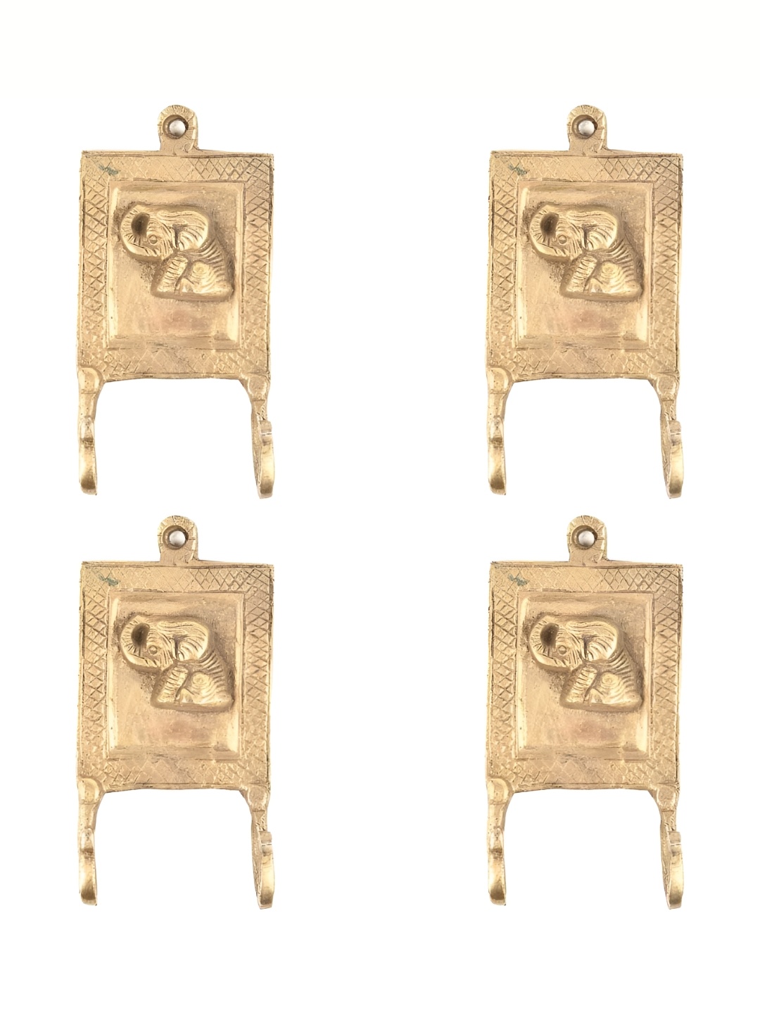 

IndianShelf Gold Toned 4 Pieces Brass Elephant Wall Hangers Key Holders