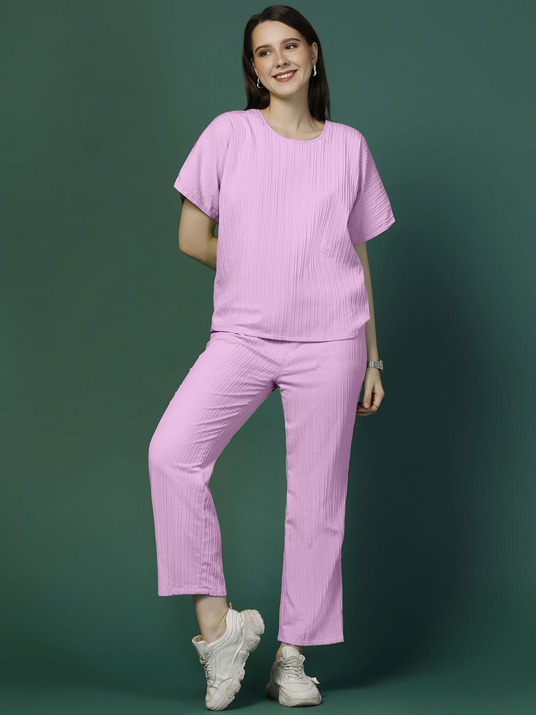 

Moda Rapido Pink Round Neck T-Shirt & Trousers
