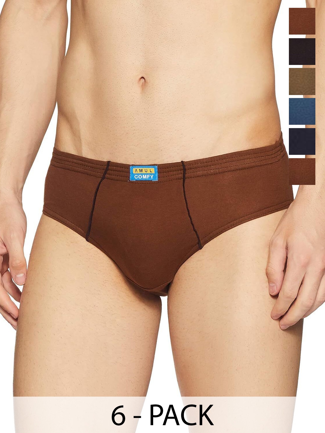 

AMUL COMFY Men Pack Of 6 Cotton Basic BriefsComfy-Brief-IE-6-105, Blue