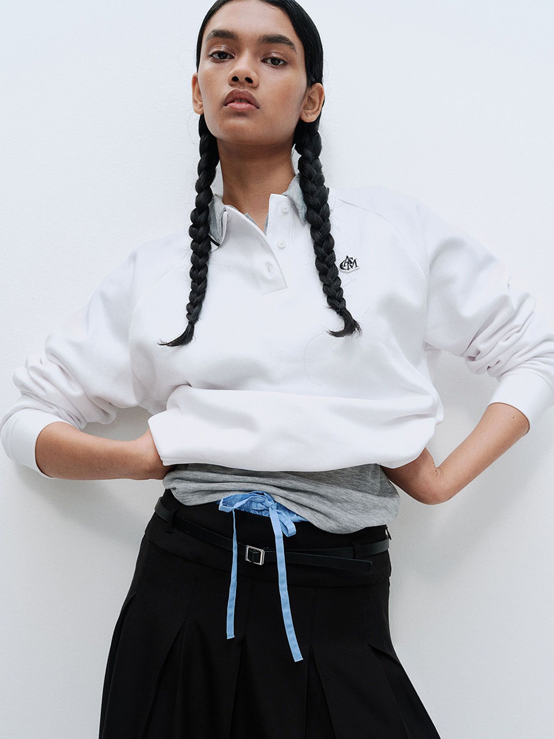 

H&M Embroidered-Motif Rugby Shirt, White
