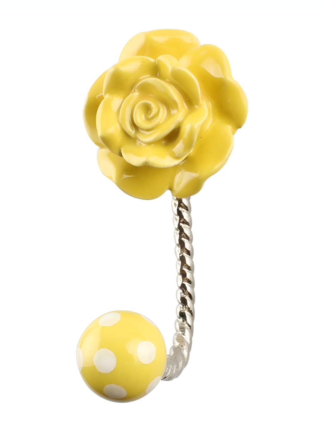 

IndianShelf Yellow Floral Textured Ceramic Wall Hook