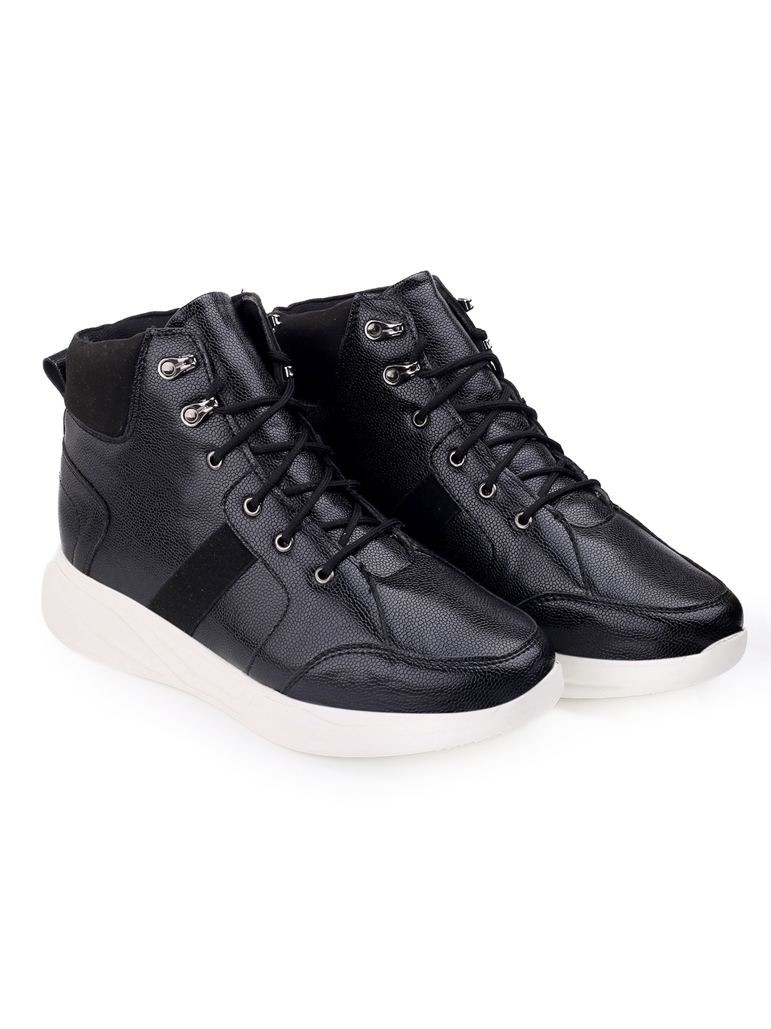 

Bxxy Men 9 Cm Hidden Elevator Height Increasing Faux Leather Sneaker Lace-up Shoes, Black