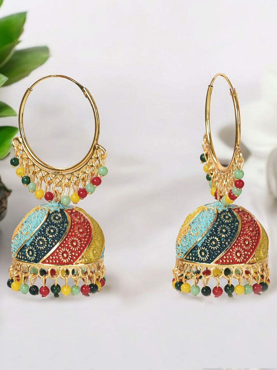 

Nilu's Collection Oxidised Contemporary Jhumkas, Gold