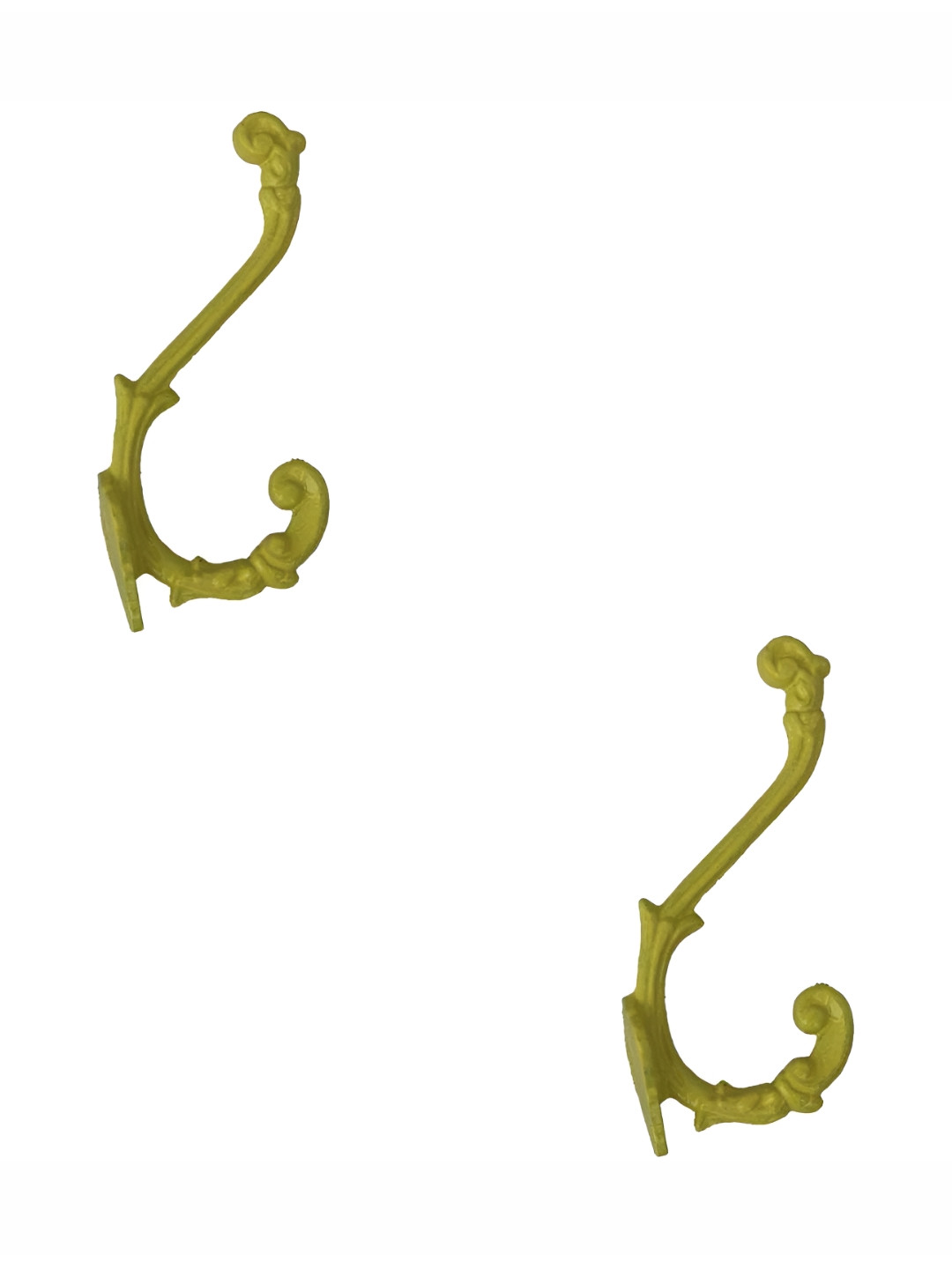 

IndianShelf Yellow 2 Pieces Metal Engraved Wall Hooks